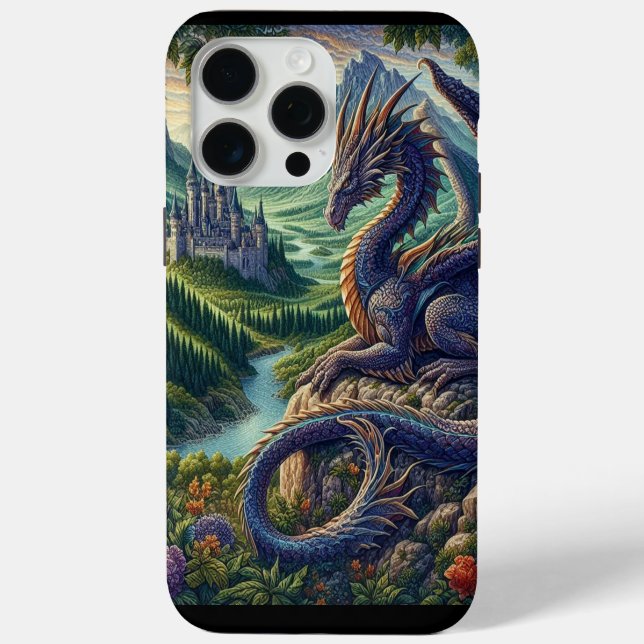 Farbenfrohe, mittelalterliche Drachenburg Case-Mate iPhone Hülle (Rückseite)