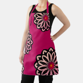 Farbenfrohe Mod Blume Fuschia Pink Personalisiert Schürze