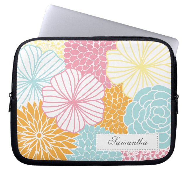 Farbenfrohe Mod Florals Laptopschutzhülle (Vorderseite)