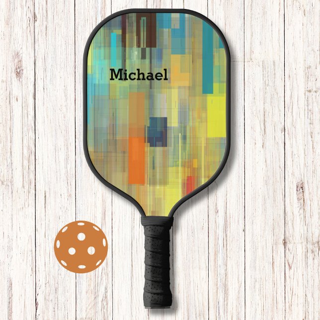 Farbenfrohe Modern Art Monogram Pickleball Paddel Schläger (Von Creator hochgeladen)