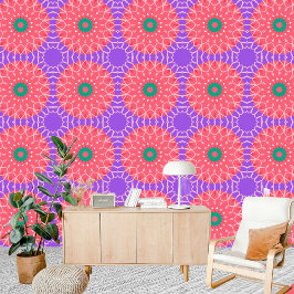 Farbenfrohe Modern Ethnic Mandala-ähnliche Motive Tapete