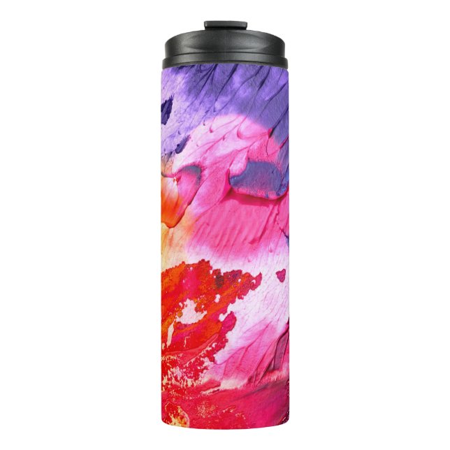 Farbenfrohe, moderne Abstrakte Farbe Thermosbecher (Vorderseite)