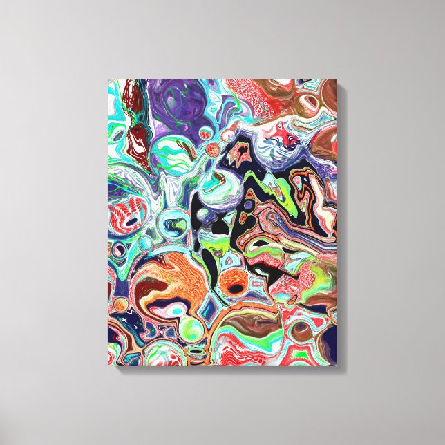 Farbenfrohe moderne Abstrakte Fluid Art Leinwanddruck (Vorderseite)