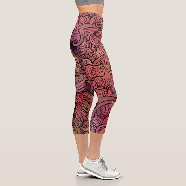 Farbenfrohe, moderne, Abstrakte Girlande-Muster Capri Leggings (Rechts)