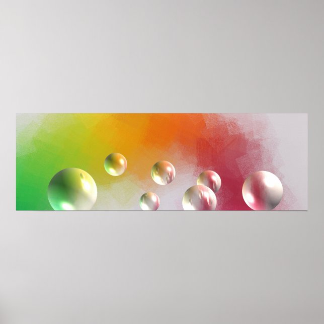 Farbenfrohe moderne Abstrakte Kunst Rotes Gelbes B Poster (Vorne)