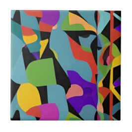 Farbenfrohe, moderne abstrakte Kunstkunst, blaues Fliese