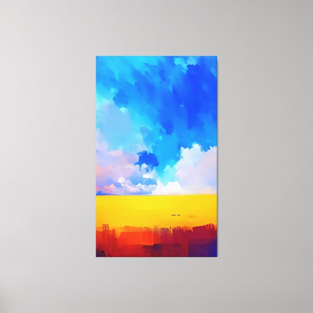 Farbenfrohe moderne Abstrakte Landschaft Malerei A Leinwanddruck (Vorderseite)