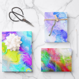 Farbenfrohe moderne Abstrakte Muster Geschenkpapier Set
