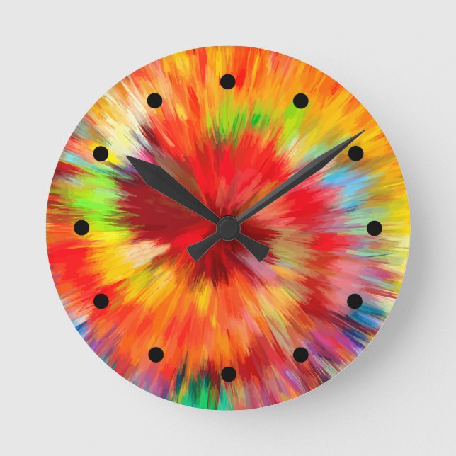 Farbenfrohe moderne Abstrakte Wandleuchten Runde Wanduhr (Vorderseite)