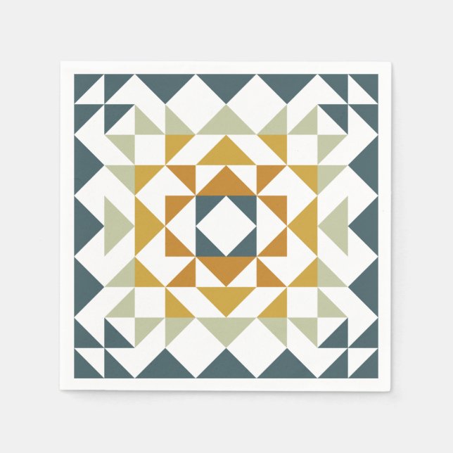 Farbenfrohe moderne Aquamarine Geometrie des Quilb Serviette (Vorderseite)