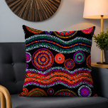 Farbenfrohe moderne australische Dot Art Tribal Mu Kissen<br><div class="desc">Dieses moderne Design zeichnet sich durch ein farbenprächtiges Tribal-Punktmuster aus,  das in hellorangen,  lila,  grünen,  türkisfarbenen und weißen Farbtönen auf schwarzem Hintergrund #tribal #australian #australia #throwpillows #pillows #homedecor #decor #Zuhause #interiors #cushions #style #trendy ist</div>