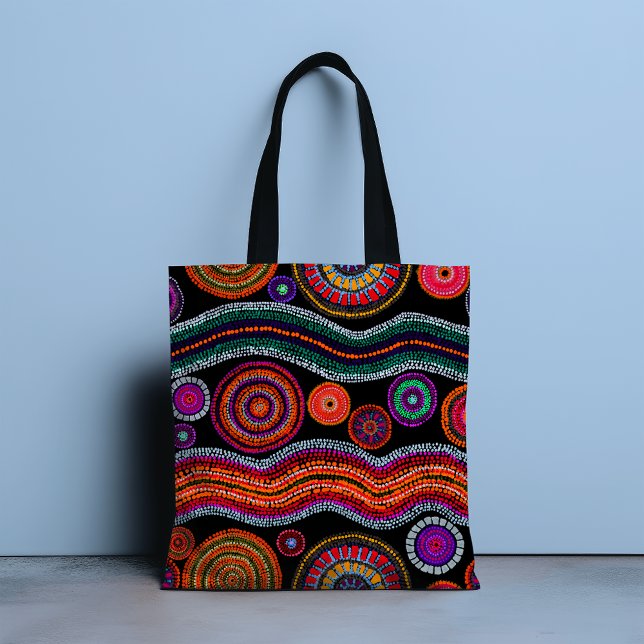 Farbenfrohe moderne australische Dot Art Tribal Mu Tasche (Von Creator hochgeladen)
