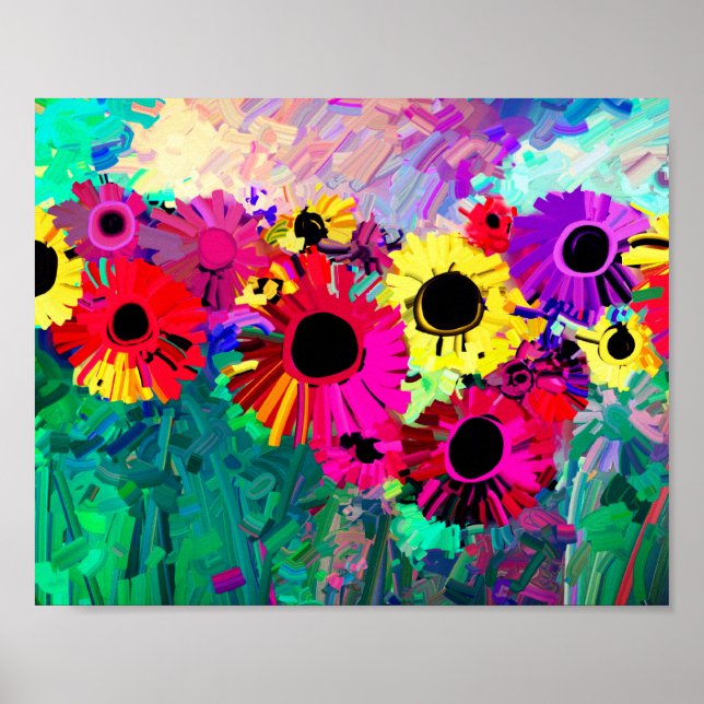 farbenfrohe, moderne Blume Art Zuhause Wanddekorat Poster (Vorne)