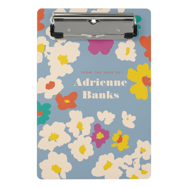 Farbenfrohe moderne Blume Personalisiert Mini Klemmbrett (Vorderseite)