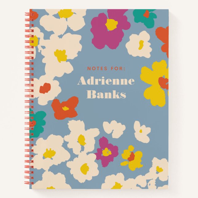 Farbenfrohe moderne Blume Personalisiert Notizbuch (Vorderseite)