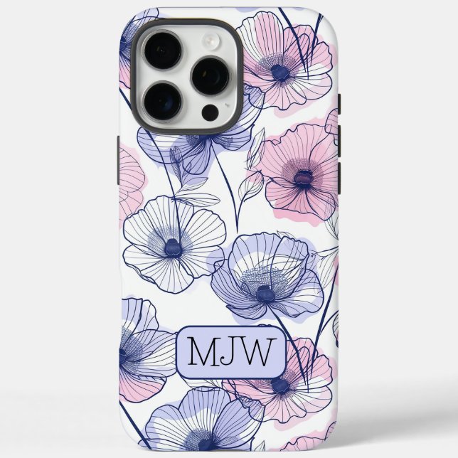 Farbenfrohe moderne botanische Mit Monogramm iPhon iPhone 16 Pro Max Hülle (Rückseite)
