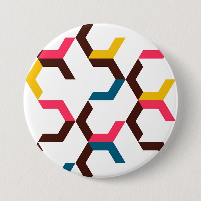 Farbenfrohe, moderne, coole Zickzack Formen Button (Vorderseite)