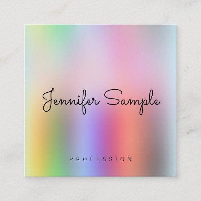 Farbenfrohe moderne Elegant Template Typografie Sc Quadratische Visitenkarte (Vorderseite)