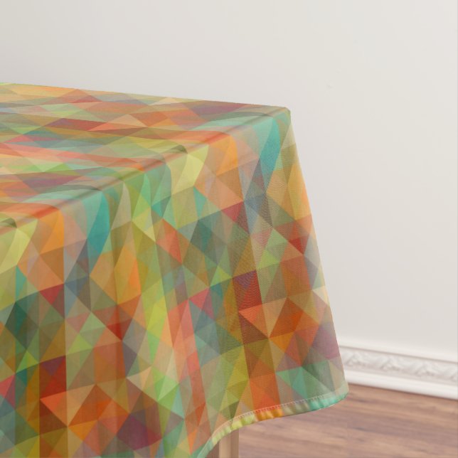 Farbenfrohe Moderne Funky Retro Polygon Mosaikmust Tischdecke (Beispiel)