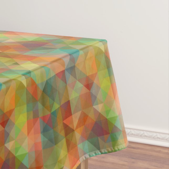 Farbenfrohe Moderne Funky Retro Polygon Mosaikmust Tischdecke (Beispiel)