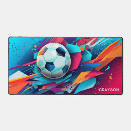 Farbenfrohe moderne Fußballsportart Personalisiert Schreibtischunterlage