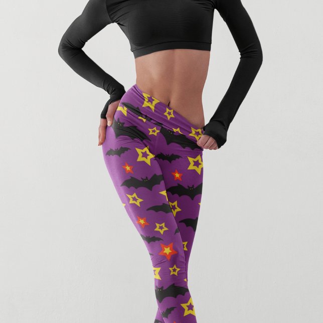 Farbenfrohe Moderne Halloween Bat Star Muster Capri Leggings (Von Creator hochgeladen)