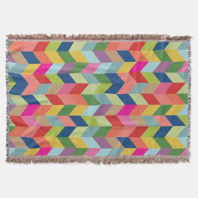 Farbenfrohe, moderne Herringbone Decke (Vorderseite)