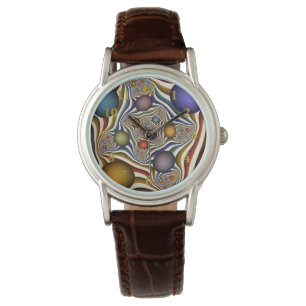 Farbenfrohe moderne Kunst des Abstrakten Fraktals Armbanduhr