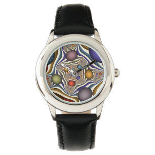 Farbenfrohe moderne Kunst des Abstrakten Fraktals Armbanduhr