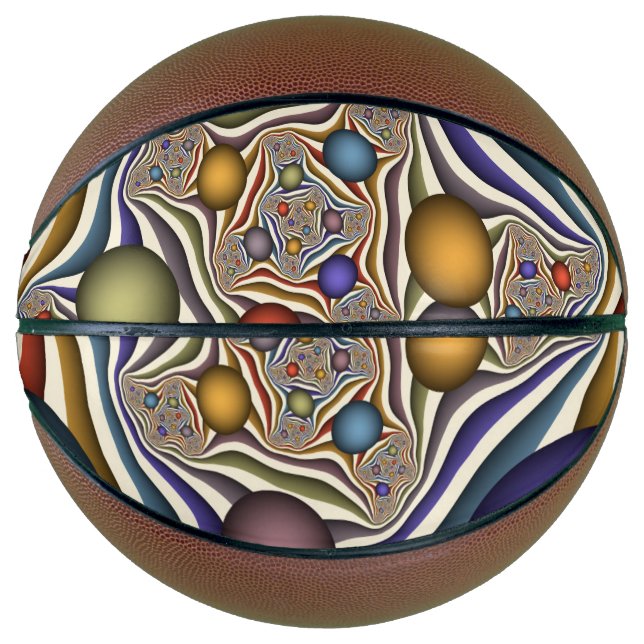 Farbenfrohe moderne Kunst des Abstrakten Fraktals Basketball (Vorderseite)