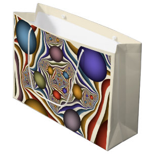 Farbenfrohe moderne Kunst des Abstrakten Fraktals Große Geschenktüte