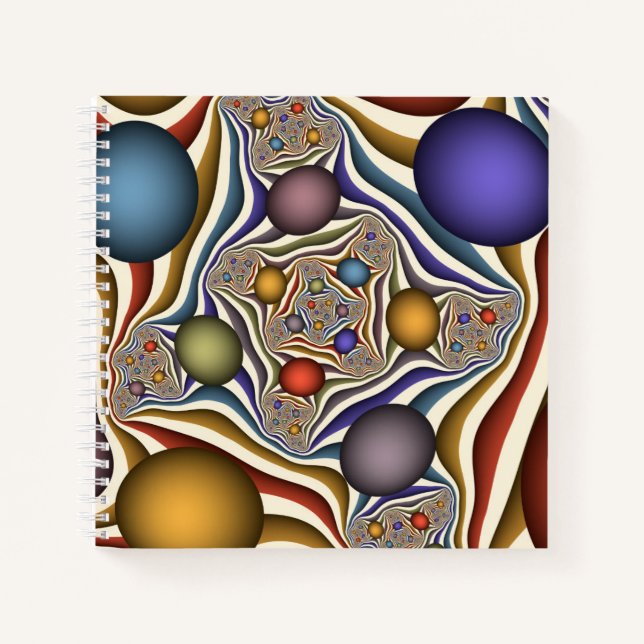 Farbenfrohe moderne Kunst des Abstrakten Fraktals Notizbuch (Vorderseite)