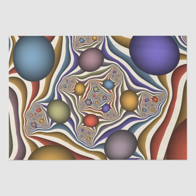 Farbenfrohe moderne Kunst des Abstrakten Fraktals Seidenpapier (Vorderseite)
