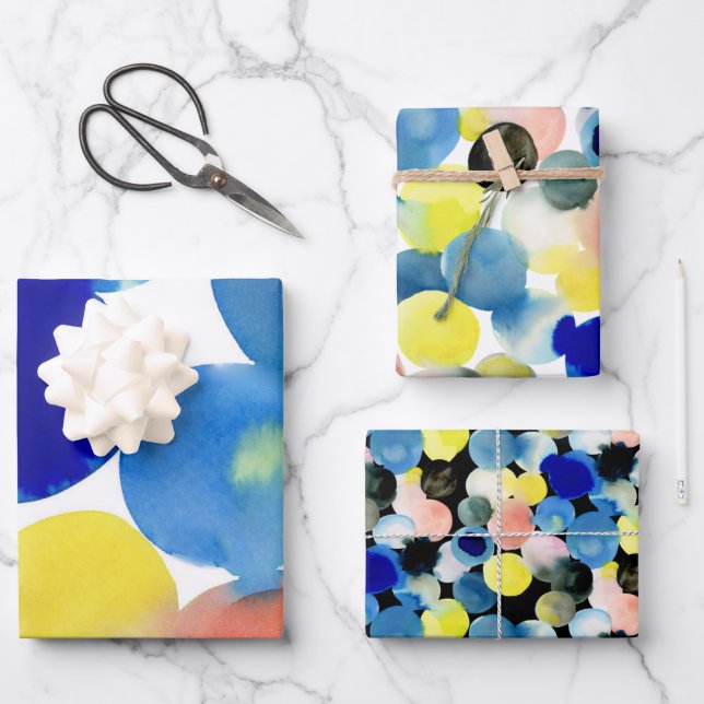 Farbenfrohe Moderne Kunst Geschenkpapier Set (Vorderseite)