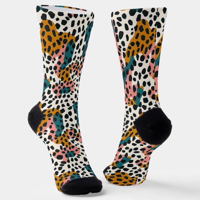 Farbenfrohe, moderne Leopardenmuster Socken (Gewinkelt)