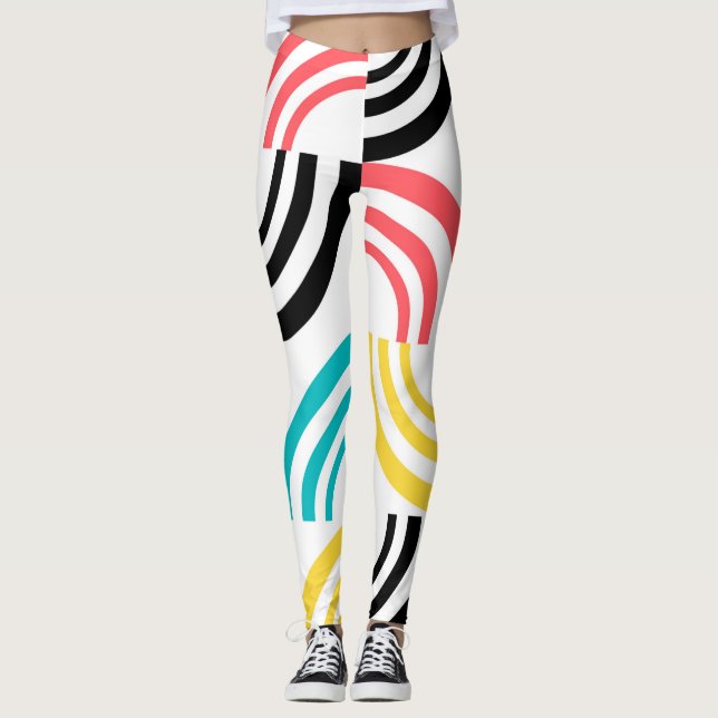 Farbenfrohe, moderne, lustige, fröhliche geometris leggings (Vorderseite)