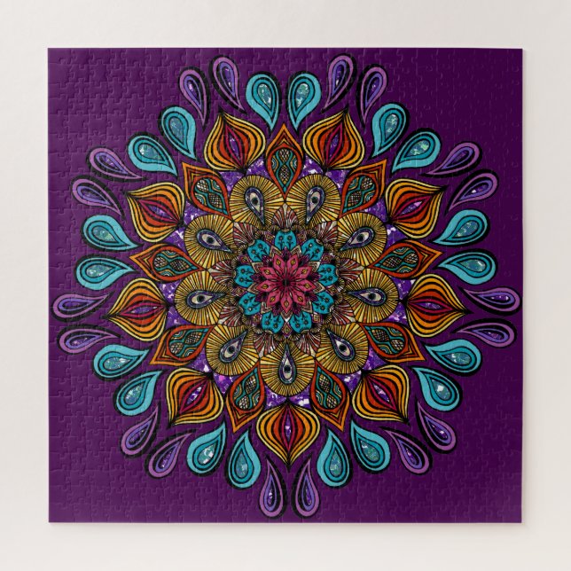 Farbenfrohe Moderne Mandala Trippy Psychedelic Hip (Vertikal)