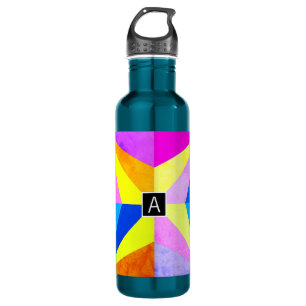 Farbenfrohe moderne mehrfarbige geometrische Geome Edelstahlflasche