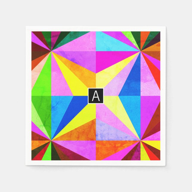 Farbenfrohe moderne mehrfarbige geometrische Geome Serviette (Vorderseite)