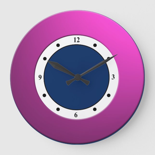 Farbenfrohe moderne, metallisch rosa Rahmen auf je Große Wanduhr (Vorderseite)