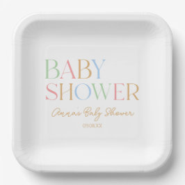 Farbenfrohe moderne Minimal Minimalistische Babydu Pappteller