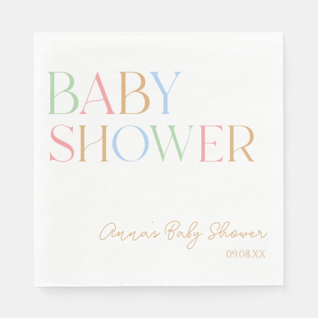 Farbenfrohe moderne Minimal Minimalistische Babydu Serviette (Vorderseite)