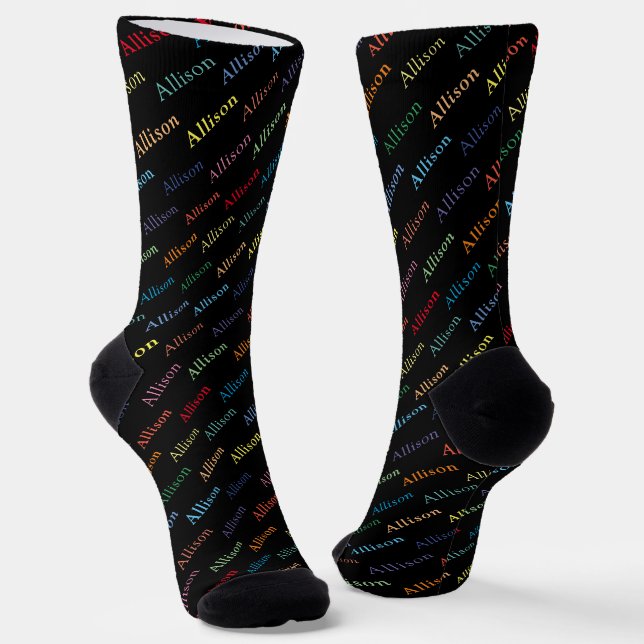 Farbenfrohe moderne Mit Monogramm Schwarze Klassik Socken (Gewinkelt)
