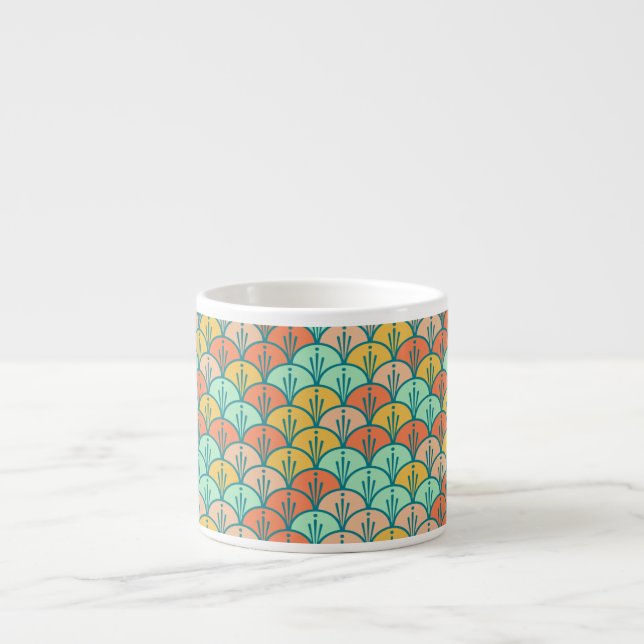 Farbenfrohe moderne moderne geometrische Fischskal Espressotasse (Vorderseite)