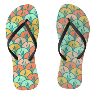 Farbenfrohe moderne moderne geometrische Fischskal Flip Flops