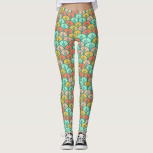 Farbenfrohe moderne moderne geometrische Fischskal Leggings