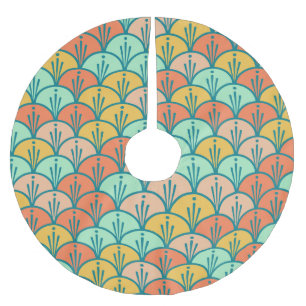 Farbenfrohe moderne moderne geometrische Fischskal Polyester Weihnachtsbaumdecke