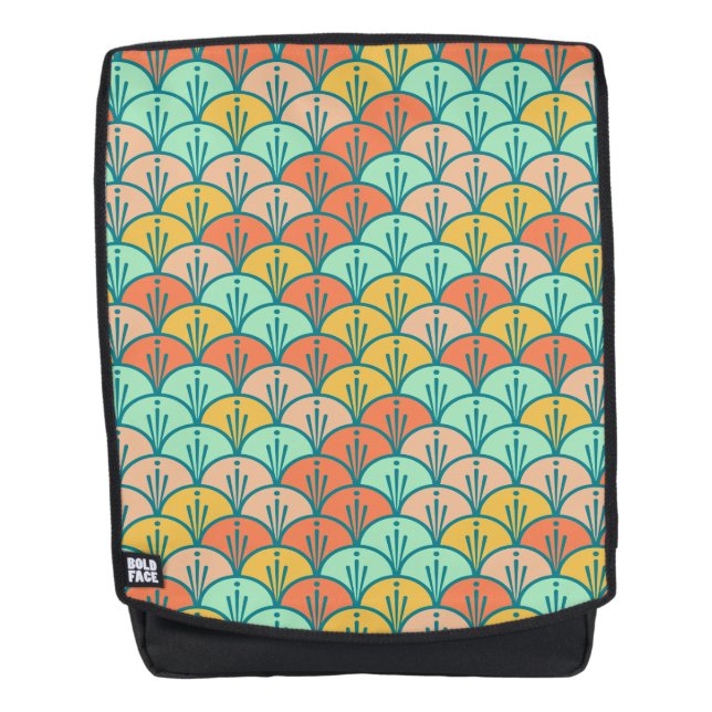 Farbenfrohe moderne moderne geometrische Fischskal Rucksack (Vorderseite)