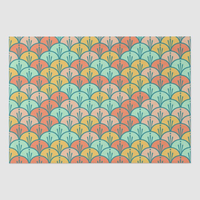 Farbenfrohe moderne moderne geometrische Fischskal Seidenpapier (Vorderseite)