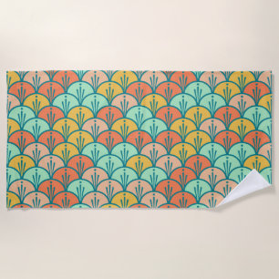 Farbenfrohe moderne moderne geometrische Fischskal Strandtuch